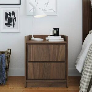 Mid-Century Modern Low Profile Walnut Nightstand